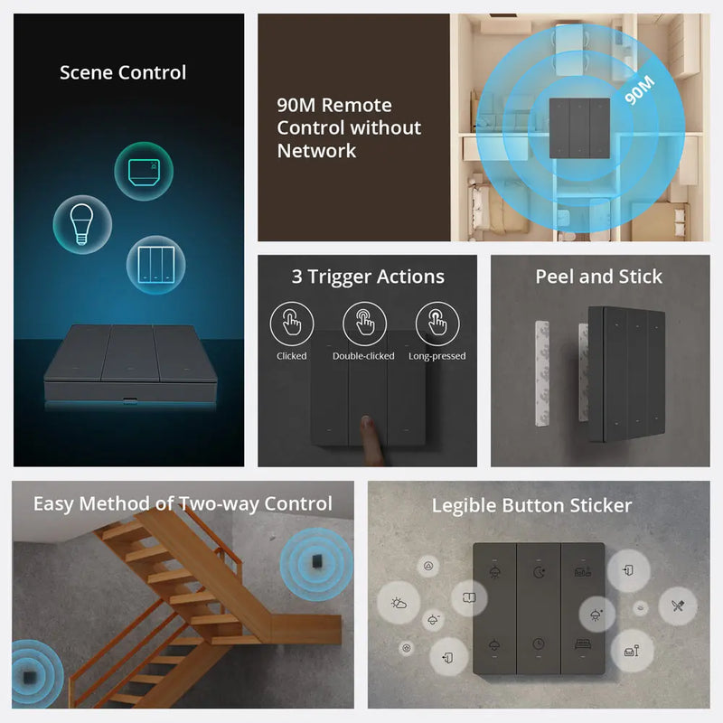 SONOFF SwitchMan R5 Scene Controller - 6-Key Wireless Smart Remote with Battery, eWeLink-Remote Control, Works with SONOFF M5/MINIR3, No Wiring Needed, for Smart Home Automation