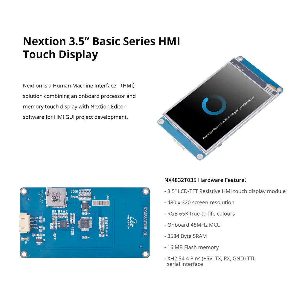 Nextion NX8048K070-011C 7-inch Enhanced HMI Touch Display - Capacitive IPS Panel (800x480), STM32 MCU, UART Interface, with Enclosure for Industrial/Arduino/Raspberry Pi