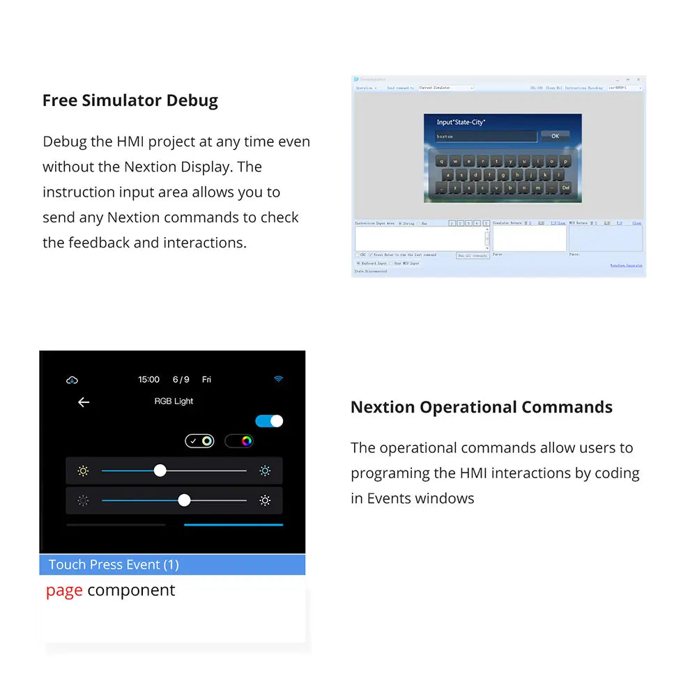 Nextion NX8048P070-011C 7-inch Capacitive HMI Touch Display - Intelligent Series 800×480 USART Interface for Arduino/Raspberry Pi/ESP32, Industrial Control Panel (No Enclosure)