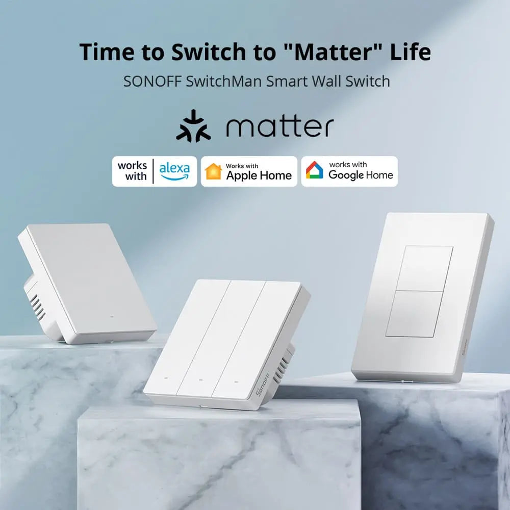 SONOFF M5-1C-80W SwitchMan Smart Wall Switch - 1-Gang Matter Enabled, Works with Alexa/Google/HomeKit, White Touch Panel, No Hub Required, EU Standard 80mm
