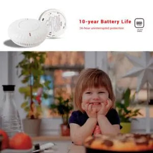 AJ-760 Standalone Smoke Alarm - Photoelectric Fire Detector with 10-Year Battery, Loud 85dB Alarm - Easy Installation, UL Certified, for Home/Bedroom/Kitchen Safety (Pack of 1)