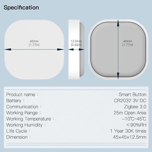 ZigBee Smart Button Scene Switch - IP55 Waterproof Wireless Remote Dimmer, Works with Alexa/Google Home via Hub, Outdoor/Indoor Use, Multi-Scene Control, No Wiring Needed