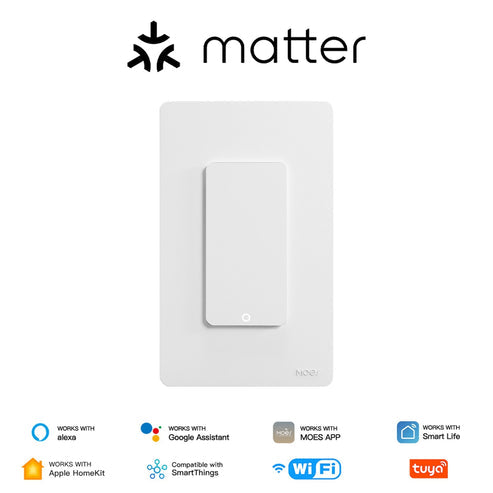 Matter Smart Light Switch US - WiFi Button Switch, Neutral Wire Required, Works with Alexa/Google/HomeKit (Matter Enabled), App & Voice Control, UL Certified