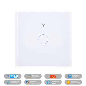 Matter Smart Light Switch EU - WiFi Enabled, Glass Panel Touch, Works with Alexa/Google/HomeKit (Matter Compatible), Neutral Wire Required, CE Certified, White