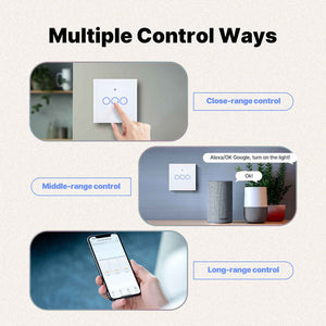 Matter Smart Light Switch EU - WiFi Enabled, Glass Panel Touch, Works with Alexa/Google/HomeKit (Matter Compatible), Neutral Wire Required, CE Certified, White