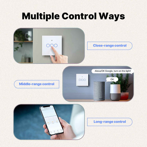 Matter Smart Light Switch EU - WiFi Enabled, Glass Panel Touch, Works with Alexa/Google/HomeKit (Matter Compatible), Neutral Wire Required, CE Certified, White