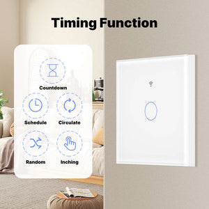 Matter Smart Light Switch EU - WiFi Enabled, Glass Panel Touch, Works with Alexa/Google/HomeKit (Matter Compatible), Neutral Wire Required, CE Certified, White