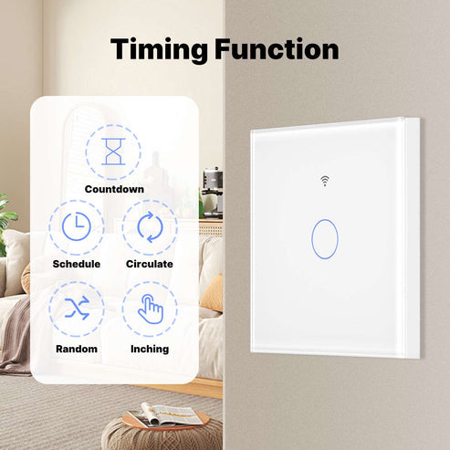 Matter Smart Light Switch EU - WiFi Enabled, Glass Panel Touch, Works with Alexa/Google/HomeKit (Matter Compatible), Neutral Wire Required, CE Certified, White