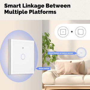 Matter Smart Light Switch EU - WiFi Enabled, Glass Panel Touch, Works with Alexa/Google/HomeKit (Matter Compatible), Neutral Wire Required, CE Certified, White