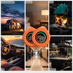 Mini Carbon Monoxide Detector - Portable CO Alarm with Temperature & Humidity Meter, Battery-Powered CO Tester for Home, Travel, RV, Kitchen, Bedroom (LCD Display, 3-in-1 Air Quality Monitor)