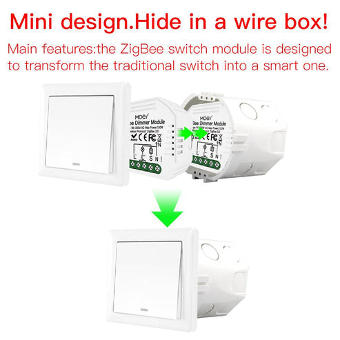 MOES ZigBee Dimmer Module - Smart Switch Relay 1 Gang & 2 Gang, Requires MOES Hub, Works with Alexa/Google Home, Smart Life/Tuya App, No Neutral Wire, 90-250V, Dimming & Switch Control