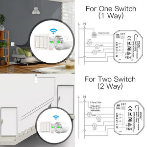 3/4 Gang Smart Light Switch Module - 1/2 Way Wireless Control, WiFi & RF433 Dual Mode, Compatible with Alexa/Google Home, No Hub Required, for Smart Home Automation (Modular Design)