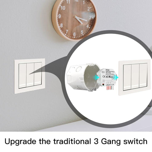 3/4 Gang Smart Light Switch Module - 1/2 Way Wireless Control, WiFi & RF433 Dual Mode, Compatible with Alexa/Google Home, No Hub Required, for Smart Home Automation (Modular Design)