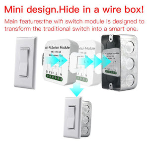 WiFi Mini DIY Smart Light Switch Module - Single Pole & 3-Way Compatible, 1 Gang, Works with Alexa & Google Home, No Hub Required, for Smart Home Automation (Neutral Wire Required)