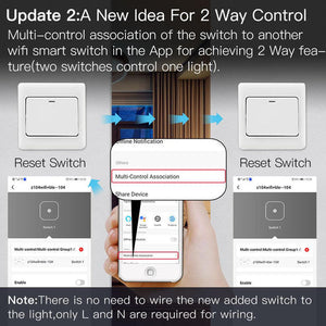 Mini DIY WiFi & RF433 Smart Relay Module – Dual Wireless Light Switch, 1/2 Gang Configurable, No Hub Required, Works with Alexa/Google Home, Tuya Smart Life App, Reset Function (for Lights, Appliances, Smart Home)