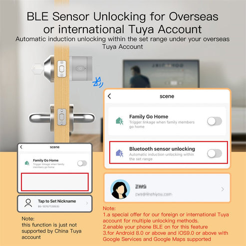 【US Version】MOES Smart Door Lock - Bluetooth APP Control with Bank-Grade AES128 Encryption & TLS Security, Remote Unlocking, Auto-Lock, Scene Linkage, Works with Alexa/Google Home (Fits Most US Doors)