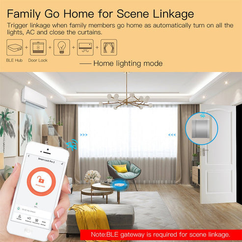 【US Version】MOES Smart Door Lock - Bluetooth APP Control with Bank-Grade AES128 Encryption & TLS Security, Remote Unlocking, Auto-Lock, Scene Linkage, Works with Alexa/Google Home (Fits Most US Doors)