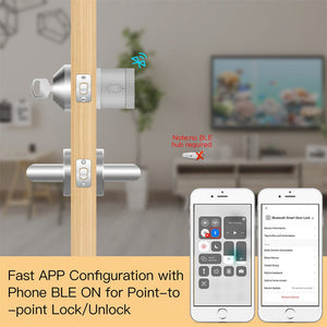 【US Version】MOES Smart Door Lock - Bluetooth APP Control with Bank-Grade AES128 Encryption & TLS Security, Remote Unlocking, Auto-Lock, Scene Linkage, Works with Alexa/Google Home (Fits Most US Doors)