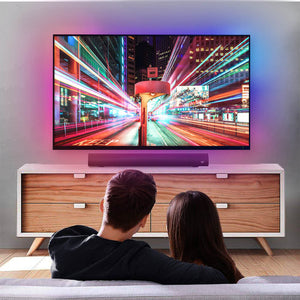 MOES Smart WiFi Ambient Lighting TV Backlight, 4K HDMI 2.0 Sync Box with LED Light Strip, 16.4ft RGBIC Color Changing, Music Sync, App Control, Works with Alexa/Google Home, for Gaming, Movies, PC Monitor