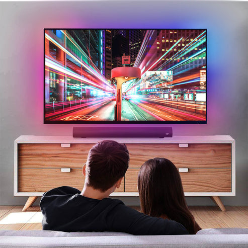 MOES Smart WiFi Ambient Lighting TV Backlight, 4K HDMI 2.0 Sync Box with LED Light Strip, 16.4ft RGBIC Color Changing, Music Sync, App Control, Works with Alexa/Google Home, for Gaming, Movies, PC Monitor