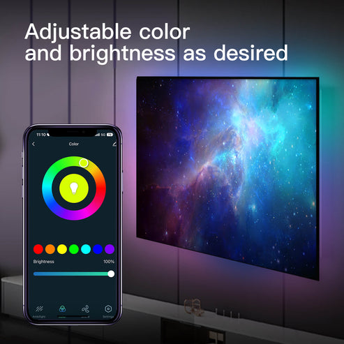 MOES Smart WiFi Ambient Lighting TV Backlight, 4K HDMI 2.0 Sync Box with LED Light Strip, 16.4ft RGBIC Color Changing, Music Sync, App Control, Works with Alexa/Google Home, for Gaming, Movies, PC Monitor