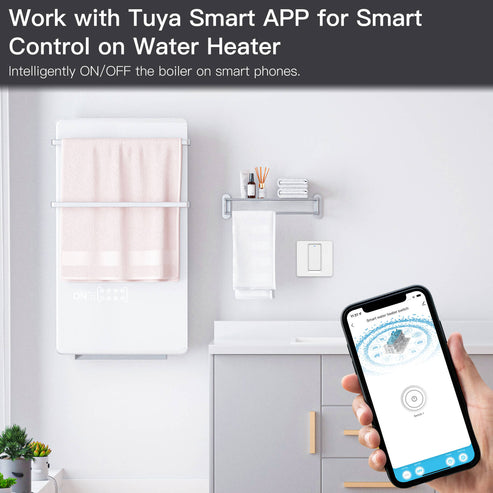 MOES Smart WiFi Water Heater Boiler Switch - Wireless Control with Timer, Works with Alexa & Google Home, App Remote Control, 16A 250V, No Hub Required, for Electric Heating Systems (EU/UK/US Version)