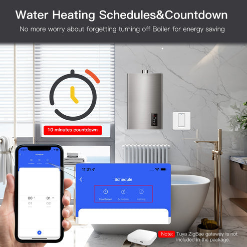 MOES Smart ZigBee Water Heater Boiler Switch - 20A 230V EU Version, Wireless Control with Timer, Works with Alexa & Google Home, Hub Required, Tuya/Smart Life App Compatible, for Electric Heating Systems