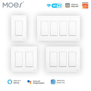 MOES Star Ring 2nd Gen Smart WiFi Light Switch – Single Pole & 3-Way, 1/2/3/4 Gang, Works with Alexa & Google Home, No Hub Required, Neutral Wire Optional, Touch Panel & App Control