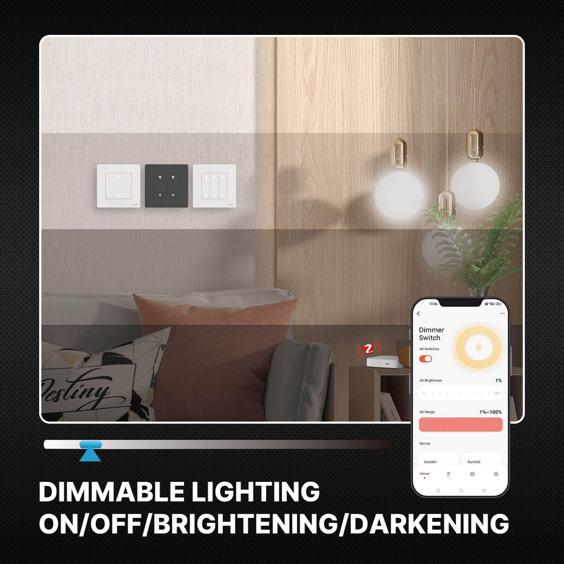 MOES Star Ring ZigBee Smart Dimmer Switch - 1/2/3 Gang Light Dimmer, Works with Alexa/Google Home, Requires ZigBee Hub, Touch Control Panel with LED Ring (Neutral Wire Needed)