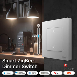 MOES Star Ring ZigBee Smart Dimmer Switch - 1/2/3 Gang Light Dimmer, Works with Alexa/Google Home, Requires ZigBee Hub, Touch Control Panel with LED Ring (Neutral Wire Needed)