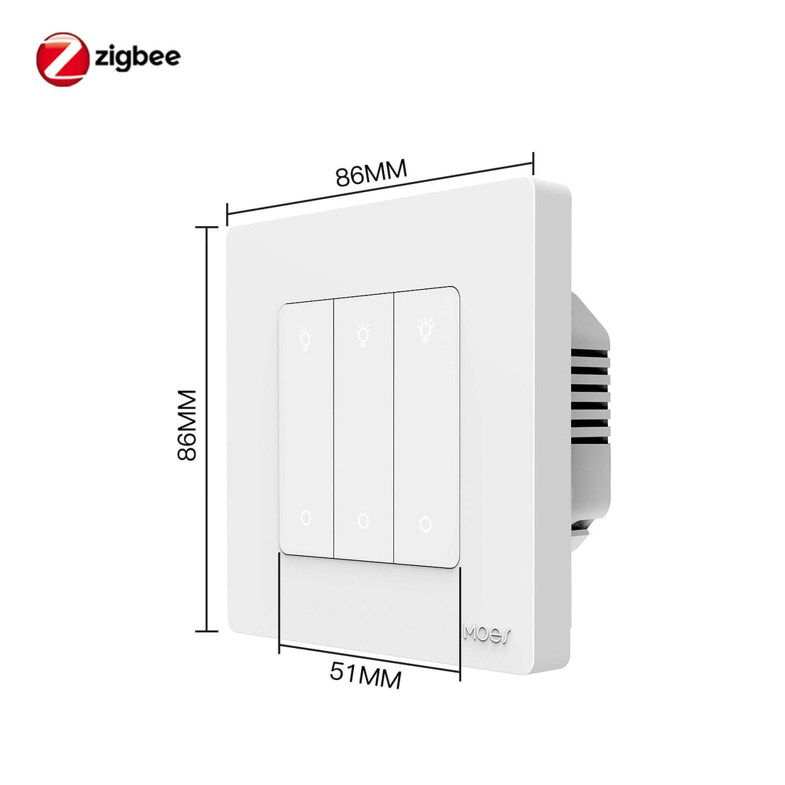 MOES Star Ring ZigBee Smart Dimmer Switch - 1/2/3 Gang Light Dimmer, Works with Alexa/Google Home, Requires ZigBee Hub, Touch Control Panel with LED Ring (Neutral Wire Needed)