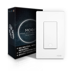 MOES Star Ring ZigBee Smart Light Switch - No Neutral Wire Required (No Capacitor Needed), Single Pole, Works with Alexa/Google/SmartThings, Touch Control, Hub Required