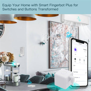 MOES Bluetooth Smart Fingerbot Plus - Wireless Touch Button Switch Bot, Remote ON/OFF Control for Lights, Appliances, Smart Home Devices, No Wiring Needed, Works with Alexa & Google Home
