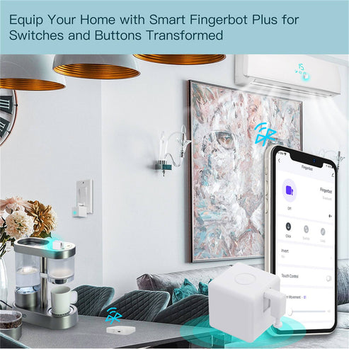 MOES Bluetooth Smart Fingerbot Plus - Wireless Touch Button Switch Bot, Remote ON/OFF Control for Lights, Appliances, Smart Home Devices, No Wiring Needed, Works with Alexa & Google Home