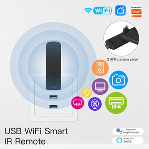 MOES WiFi Smart IR RF Universal Remote Controller - USB-Powered, Works with Alexa & Google Home, Control TV/AC/Fan, No Hub Required, Smart Life App, 38KHz IR + 433MHz RF