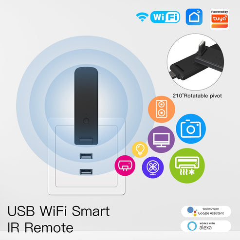 MOES WiFi Smart IR RF Universal Remote Controller - USB-Powered, Works with Alexa & Google Home, Control TV/AC/Fan, No Hub Required, Smart Life App, 38KHz IR + 433MHz RF