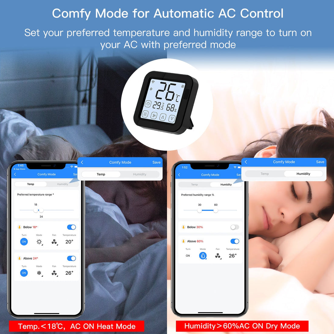 MOES Tuya WiFi Smart IR Thermostat - AC Remote Controller with Temperature & Humidity Sensor, Works with Alexa/Google Home, Universal Air Conditioner Control, App & Voice Command