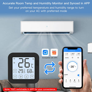 MOES Tuya WiFi Smart IR Thermostat - AC Remote Controller with Temperature & Humidity Sensor, Works with Alexa/Google Home, Universal Air Conditioner Control, App & Voice Command