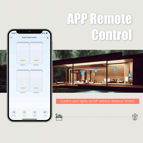 WiFi Smart Light Switch - 1/2/3/4 Gang Multi-Switch, Works with Alexa/Google Home, App & Voice Control, No Hub Required, Neutral Wire Required