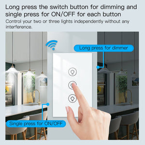MOES WiFi Smart Dimmer Switch - 1/2/3 Gang Touch Panel Light Dimmer, US Version, Works with Alexa/Google Home, No Hub Required, Neutral Wire Needed for LED Lights