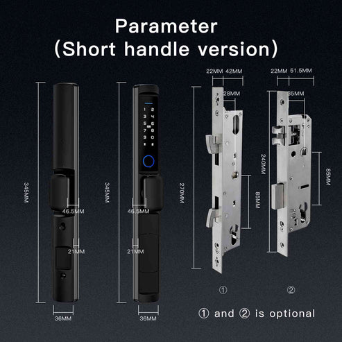 MOES WiFi Smart Door Lock - Fingerprint & Remote Control, Narrow Side Design, Waterproof, Two Handle Optional, Works with Alexa/Google Home, Anti-Theft Security