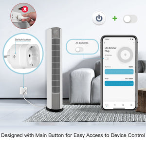 MOES WiFi Smart Dimmer Plug EU Version, Brightness Adjustable Socket with Timer & Schedule, Works with Alexa/Google Home, No Hub Required, 2.4GHz WiFi, Voice Control, 300W LED/100W Incandescent