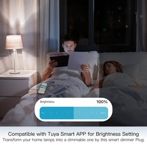 MOES WiFi Smart Dimmer Plug EU Version, Brightness Adjustable Socket with Timer & Schedule, Works with Alexa/Google Home, No Hub Required, 2.4GHz WiFi, Voice Control, 300W LED/100W Incandescent