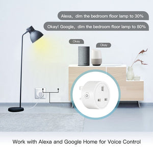 MOES WiFi Smart Dimmer Plug UK - Brightness Adjustable Socket with Timer & Scheduling | Works with Alexa & Google Home | No Hub Required | 2.4GHz WiFi | 300W LED/100W Halogen | Voice Control | UK Plug Standard