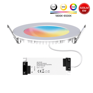 MOES ZigBee Downlight, 6W RGB+CCT Color Changing Recessed Spotlight, Works with Tuya/Smart Life, Dimmable Warm to Cool White (2700K-6500K), Compatible with Alexa & Google Home