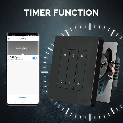 MOES ZigBee & RF Smart Curtain Switch for Roller Shutter/Electric Curtains - Works with Alexa, Google Home, SmartThings, Hub Required, Blind Motor Control, Timing & Remote Control, Neutral Wire Required