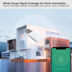 MOES ZigBee Signal Repeater - USB Range Extender Amplifier for Tuya Smart Devices, Boosts ZigBee 3.0 Network Coverage, Plug & Play for Smart Home Hubs