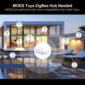 MOES ZigBee Smart LED Bulb, E27 RGB + White Color Changing (806 Lumens, 9W), Dimmable, Works with Alexa/Google Home/SmartThings, Energy Efficient, 90-250V, Voice & App Control, Tunable Warm to Cool White (2700K-6500K)