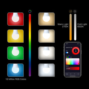 MOES ZigBee Smart LED Bulb, E27 RGB + White Color Changing (806 Lumens, 9W), Dimmable, Works with Alexa/Google Home/SmartThings, Energy Efficient, 90-250V, Voice & App Control, Tunable Warm to Cool White (2700K-6500K)