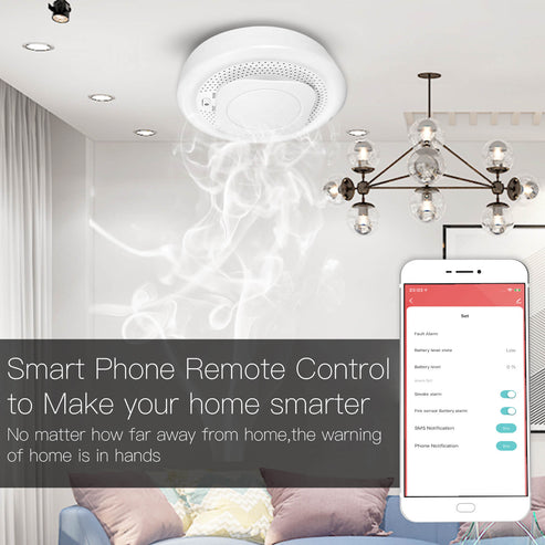 MOES ZigBee Smart Smoke & Fire Detector - Wireless Alarm Sensor with 85dB Siren, Works with Alexa, Google Home, SmartThings, Tuya, Battery-Powered, CE Certified for Home Safety